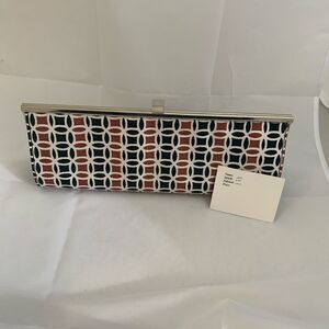 GLENDA GIES Black and Brown Framed Clutch - NEW